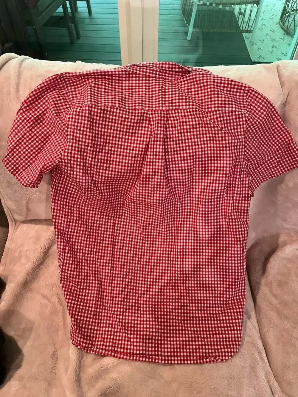 Ralph Lauren Boys Red White Gingham Check Short Sleeve Button Down Shirt XL 18-2